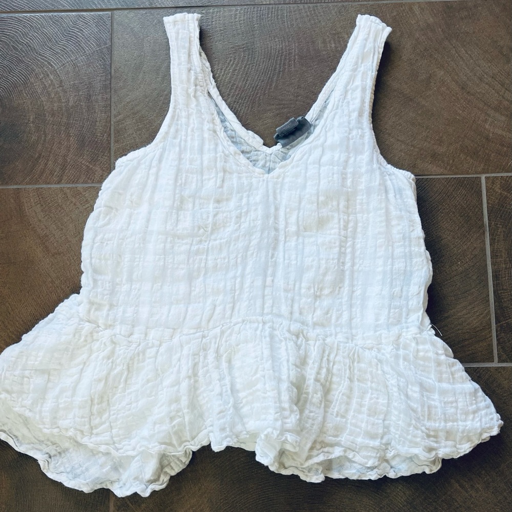 Anthropologie Vanessa Virginia White Peplum Tank